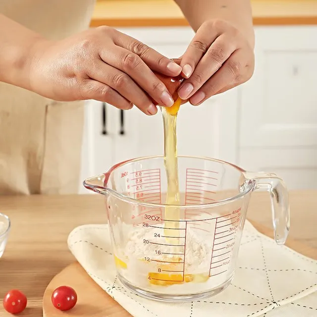 Mesure en verre avec graduation et poignée, 500 ml - résistant aux hautes températures, grande capacité, idéal pour la cuisson et le micro-ondes