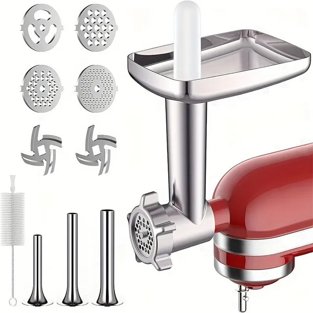 Multifunction KitchenAid extender for kitchen robot: Meat grinder and sausage filler