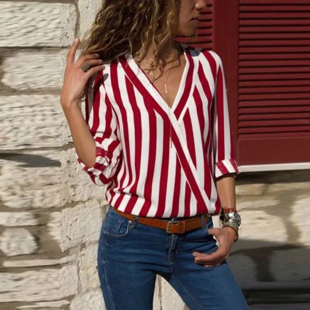 Women's striped blouse with long sleeves