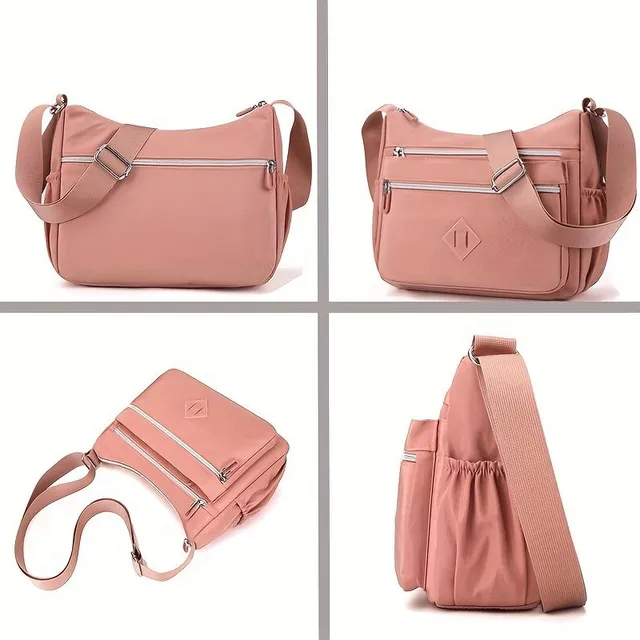 Voděodolná crossbody taška z nylonu s více kapsami na každodenní nošení