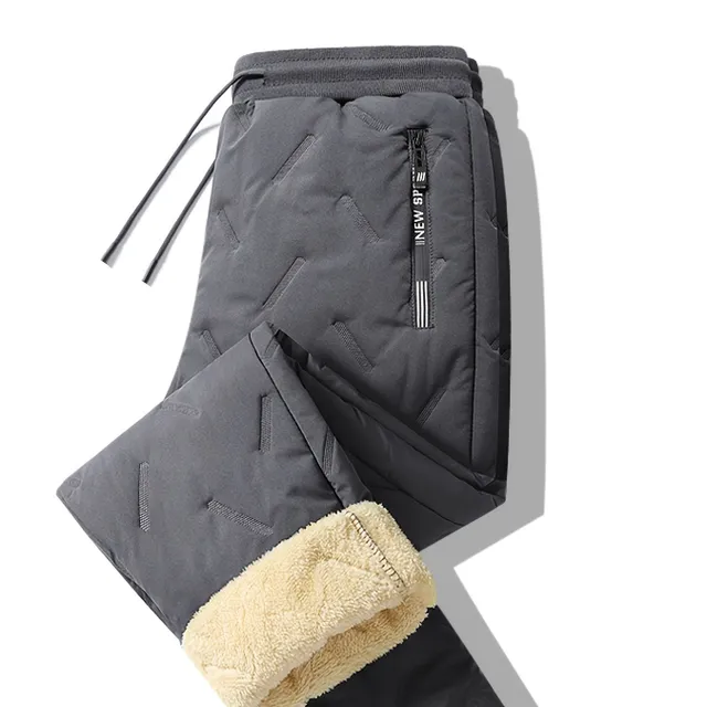 Men's winter warm fleece trousers for outdoor sports, camping, hiking - straight cut, insulated