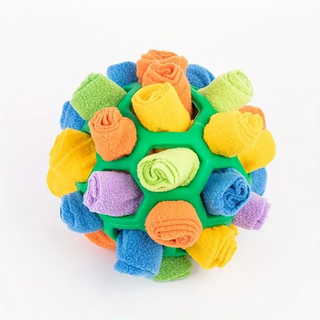 Interactive ball toy for dogs with treat dispensing, whistling and teeth cleaning function