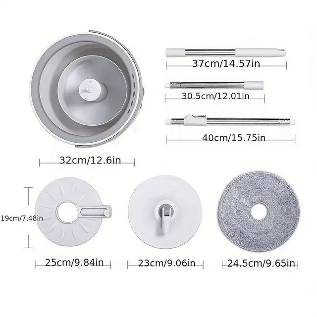 1 sada Mop s kýblem a rotační odstředivkou z mikrovlákna, samočisticí systém oddělení špinavé a čisté vody, 360° otočná hlavice