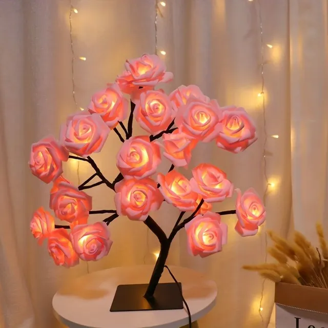 USB powered LED pink tree lamp translates to USB-powered LED rose tree lamp