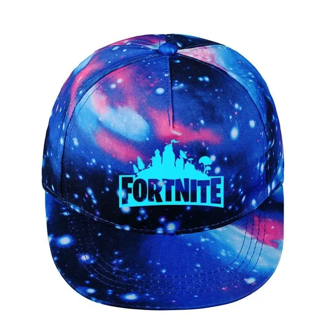 Beautiful children's hat with the motif of the computer game Fortnite