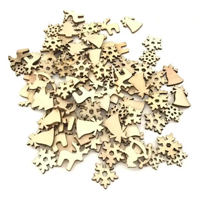 Small wooden tree ornaments - 100 pcs