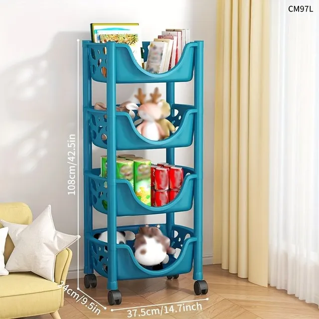 Storage trolley on wheels 2/3/4/5 floors, slender storage cabinet, spacious shelves for small things, snacks