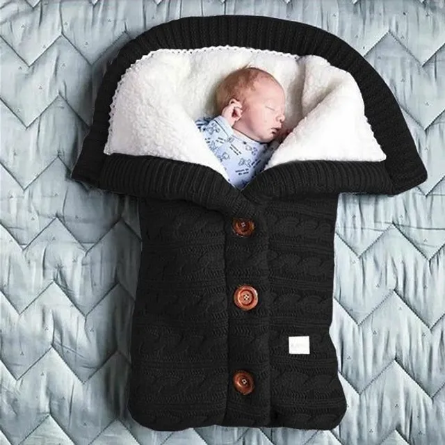 Novorozené dítě Zimní teplé spací pytle Kojenecké tlačítko pletené Swaddle Wrap