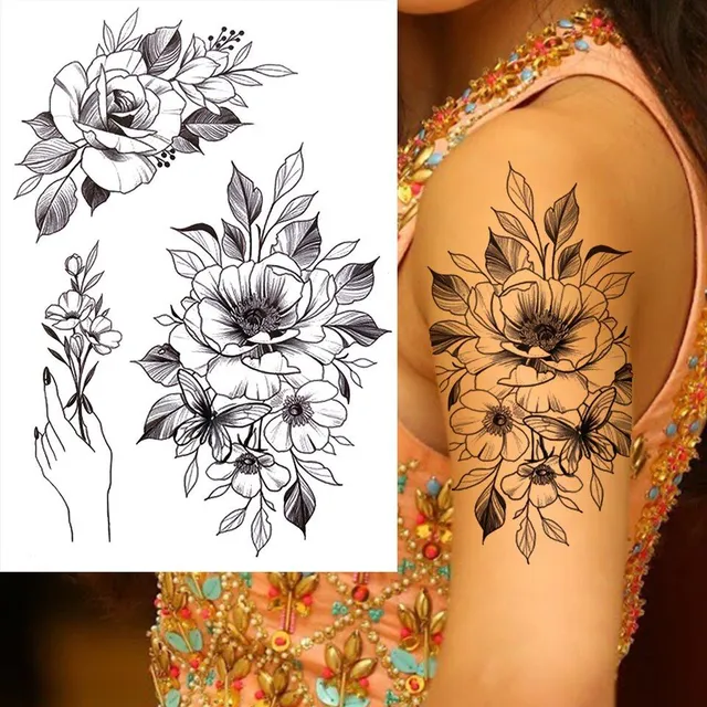 Tatuaj temporar sexy cu motive florale pentru femei