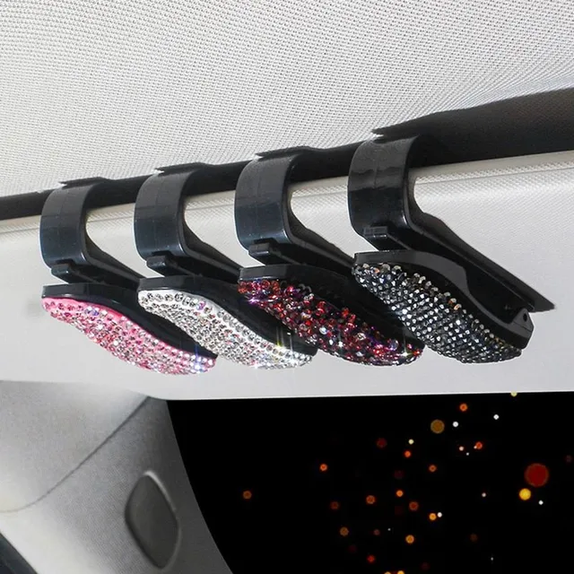 Modern glitter peg with rhinestones for car visor - various colours Hedley