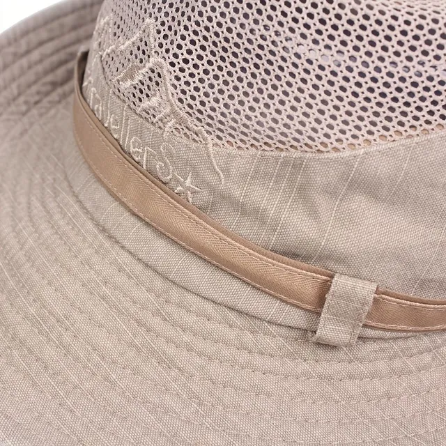 Sieťový klobúk na leto so širokým krempo pre pešiu turistiku a pláž