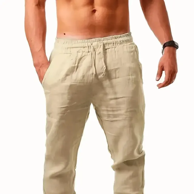 Eleganckie spodnie męskie w jednokolorowym wzornictwie z regulowaną tali
