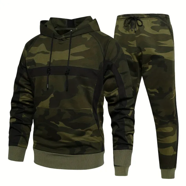 Men's 2-piece set Camo: Stylish sports sweatshirt and jogger sweatpants