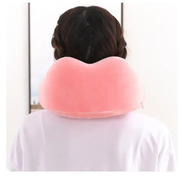 Anatomical neck cushion made of memory foam - soft travel pillow for sleeping in the plane and caring for the cervical spine