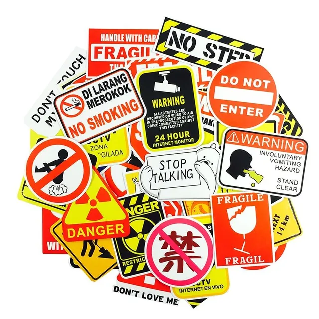 Warning stickers 50 pcs E114
