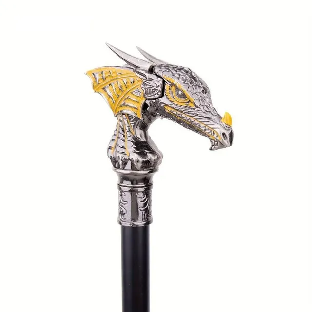 Luxury walking stick with head dragon in color gold and black: Elegant supplement for gentlemen and original gift