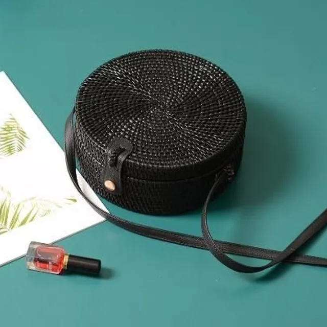 Rattan round handbag