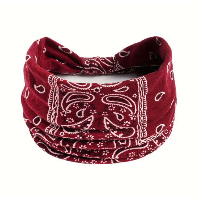 Women's boho headband with paisley pattern - stretchable and elegant for sport and common wearing