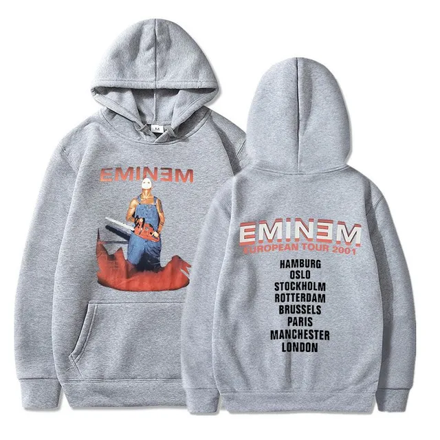 Trends sweatshirt with kangaroo and hood with print of known rapper EMINEM