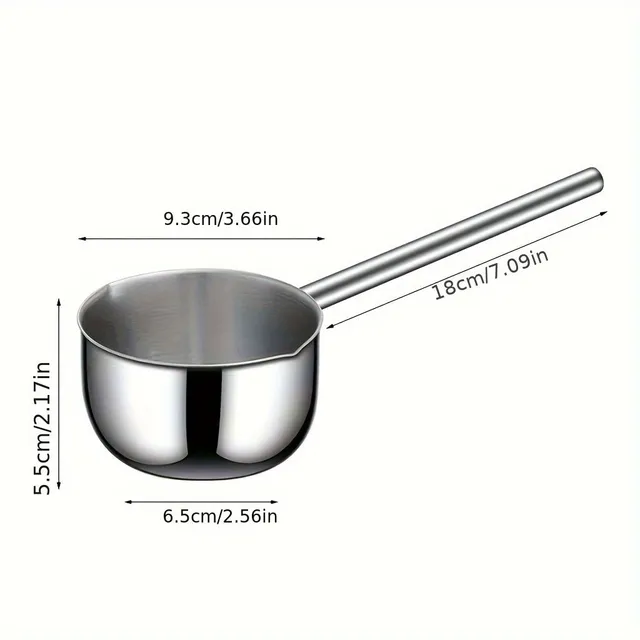 Casserole en acier inoxydable avec long manche pour chauffer huiles et lait