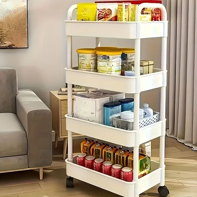 1pc Universal multi-level storage rack with wheels - kitchen, bathroom, bedroom and living room