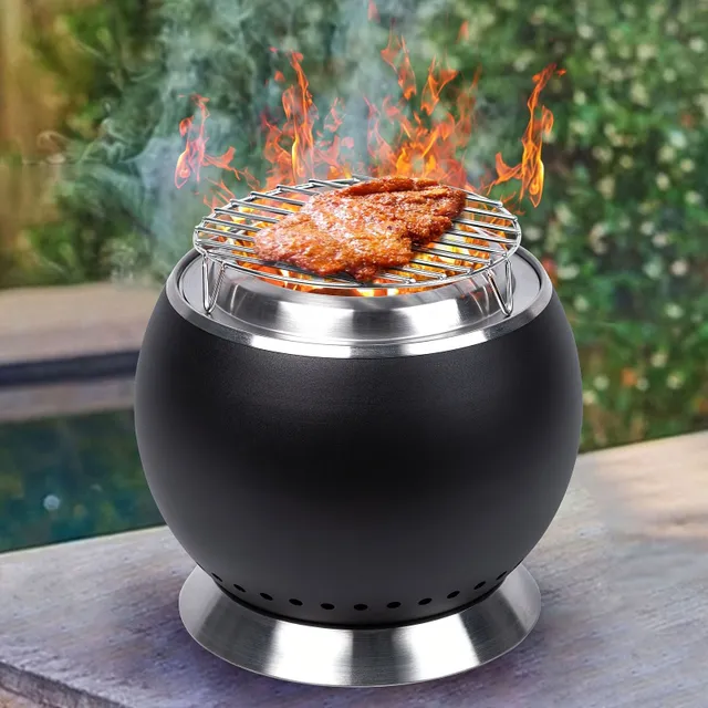 Grill for charcoal, pellets and wood - portable grill for garden, camping and fireplace
