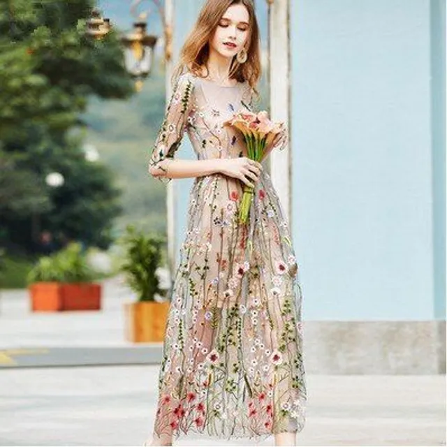 Summer tulle maxi dress with embroidery Allisson