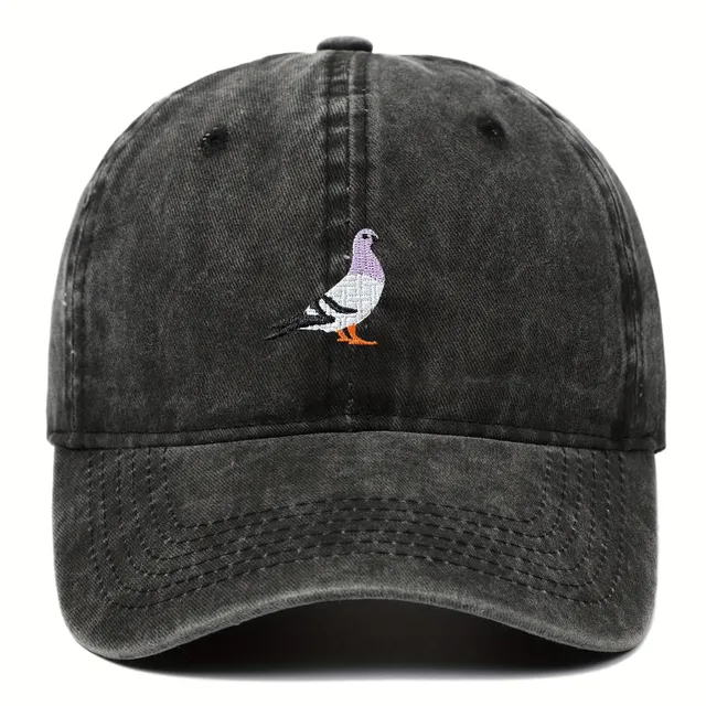 Worked pigeon retro cap - adjustable baseball cap made of denim