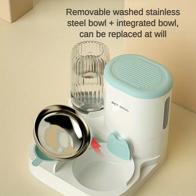 Automatic feeder and water for pets with stainless steel bowls