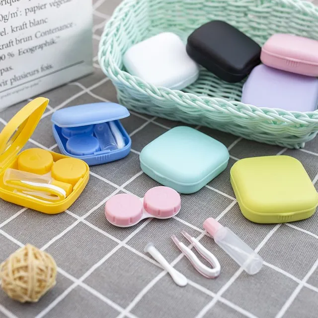 Lovely cheerful mini pocket case for contact lenses