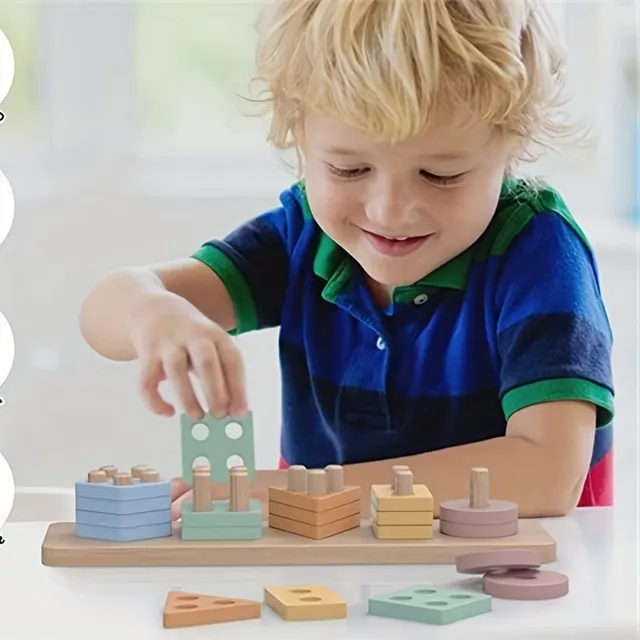 Wooden montessori toys for the smallest, sorting, folding and learning shapes