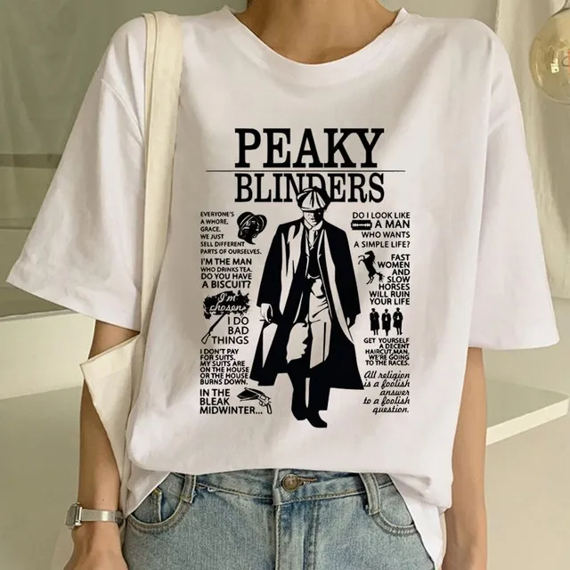 Dámské oversize tričko s krátkým rukávem a potiskem Peaky Blinders