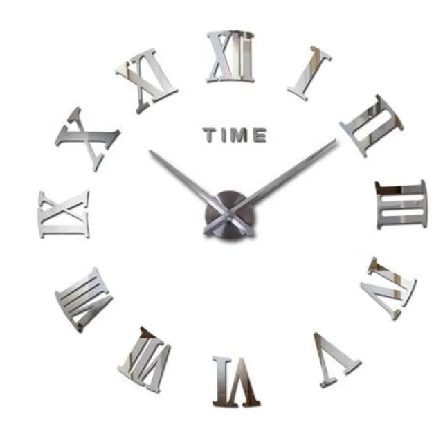 Modern 3D wall clock silver-2 70-90cm