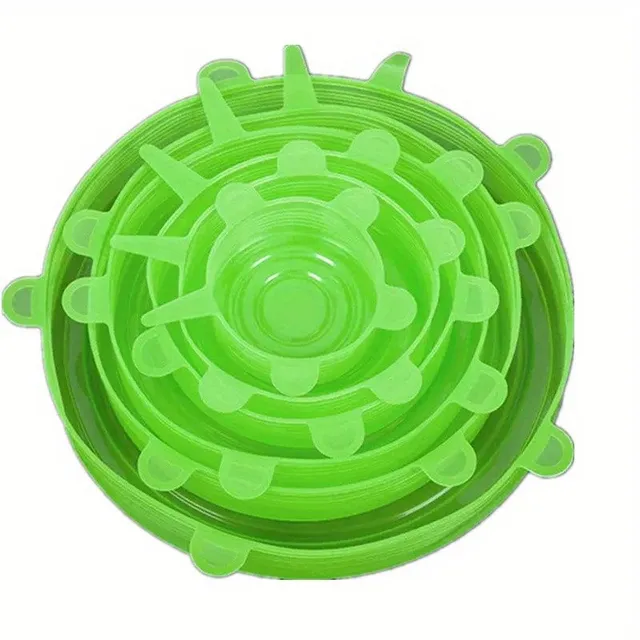 Silicone customized lids - 6 pieces, repeatedly applicable, for storing food in bowls