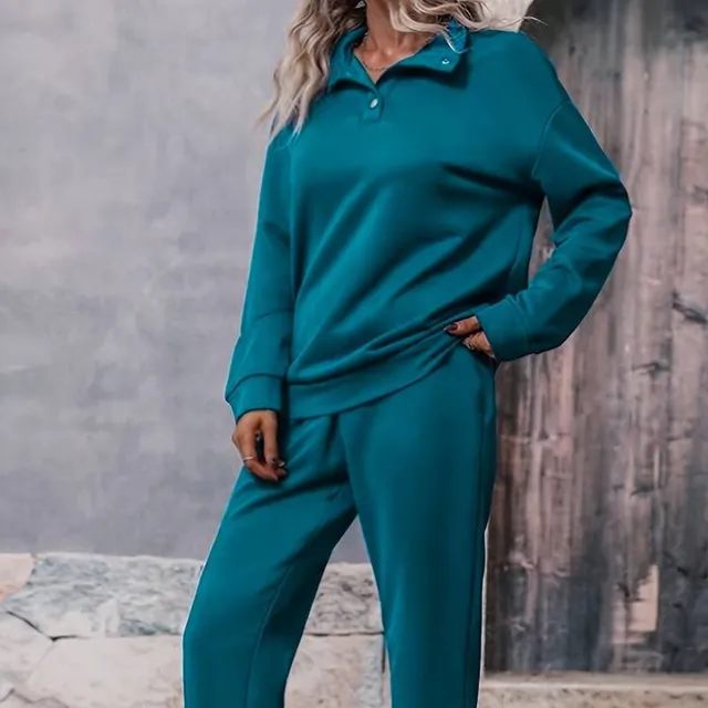 Dwaczęściowy zestaw damski w stylu casual - bluza z długimi