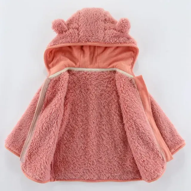 Jarní a podzimní dětská fleecová bunda s ušima medvídka, dlouhým rukávem a teplou bundou, dětské oblečení