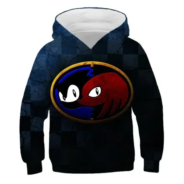 Children's unisex sweatshirt with hood and motifs 3D printing hedgehog Sonic