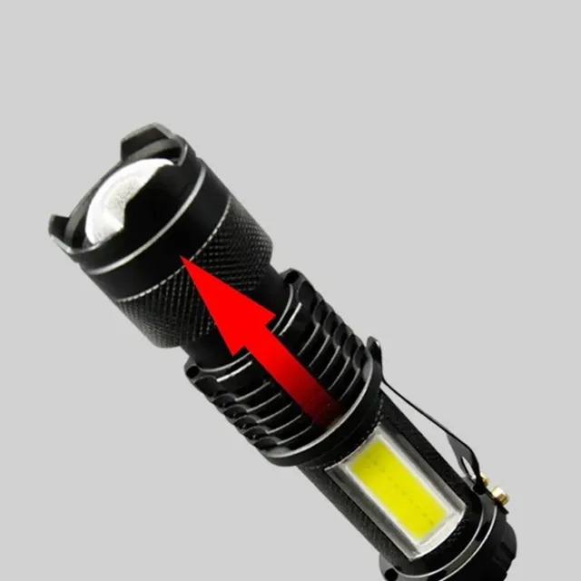 Mini LED svítilna s COB čipem a dobíjecí baterií pro turistiku, kempování a rybaření