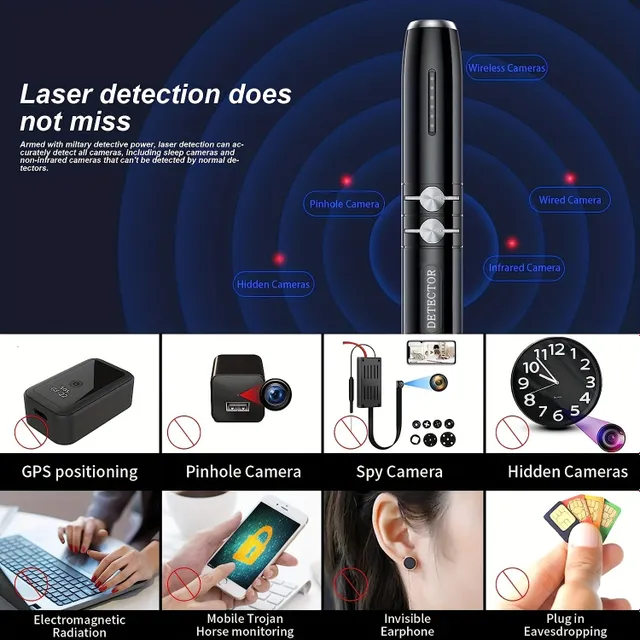 Comprehensive privacy protection: 5v1 detector hidden cameras, GPS localizers, RF signals and wireless devices for the bedroom, hotel and office.