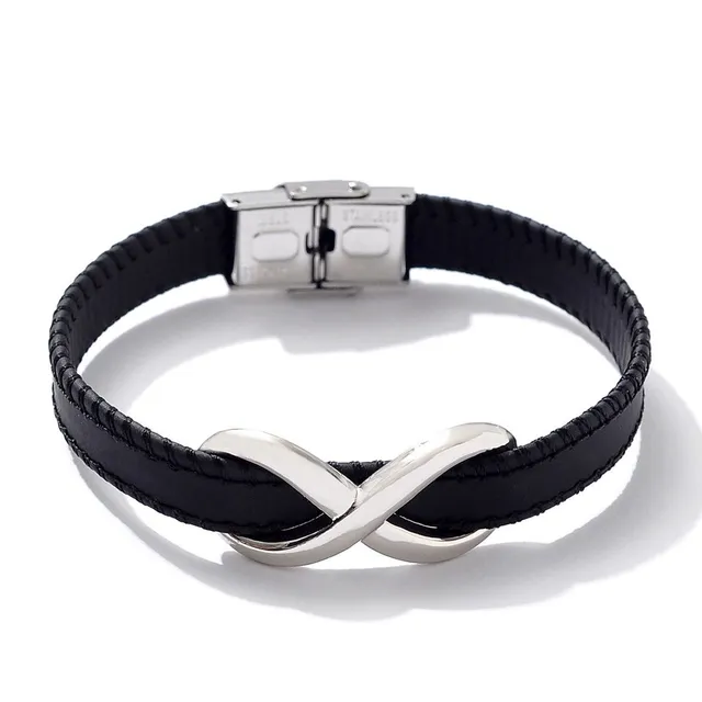 Men's simple bracelet made of PU leather and metal