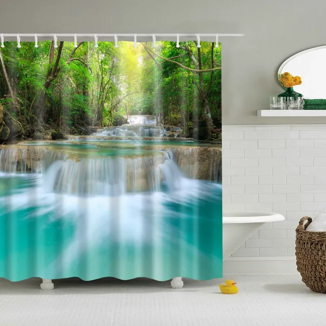 Shower curtain with nature motif