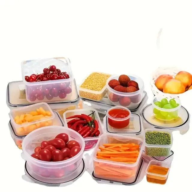 24-piece Kit Dishes, Set of Insoluble Kitchen Storage Boxes, Food Dishes With Sealed lid, Fruit, Vegetables, Refreshments, Transparent, Kitchen Storage Needs