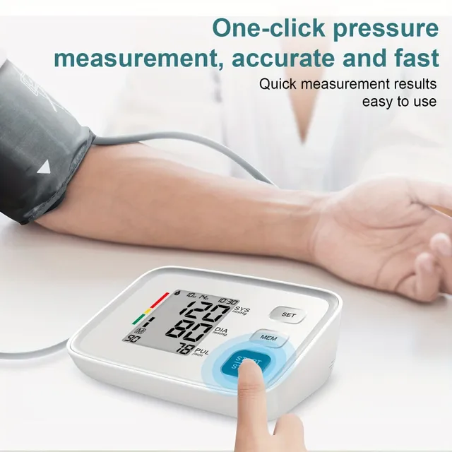 Automatický domácí tlakový měřič na paži s digitálním displejem a nastavitelnou manžetou (baterie nejsou součástí balení)