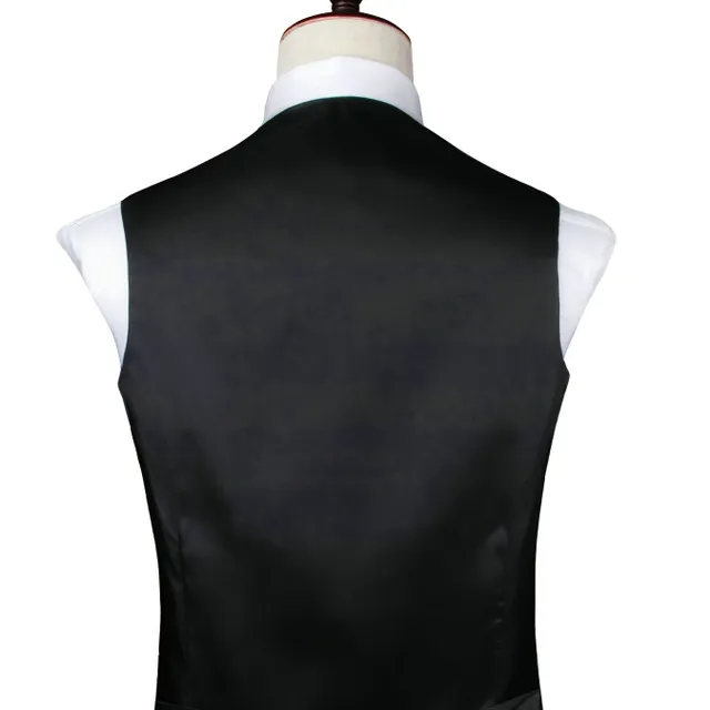 Male vintage sleeveless vest with elegant cut and floral pattern, formal set - vest, tie, cuff links and handkerchiefs