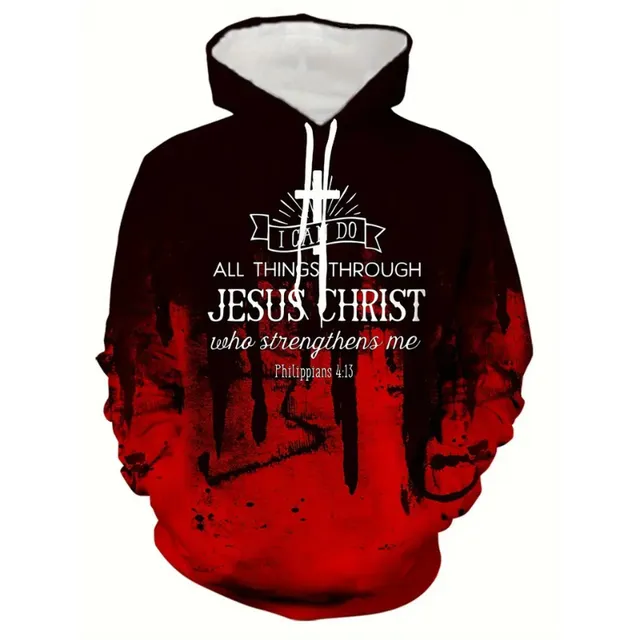 Men's Christian hoodie with hood and "Jesus Christ" print