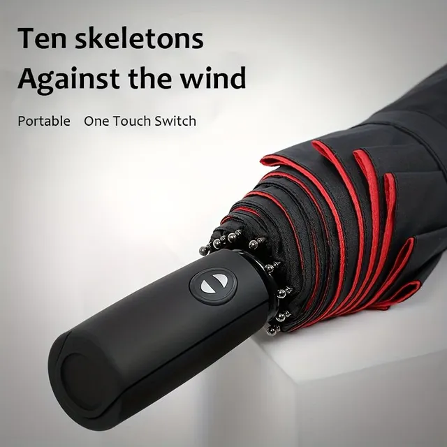 Men's reinforced automatic umbrella with windproof vinyl cover