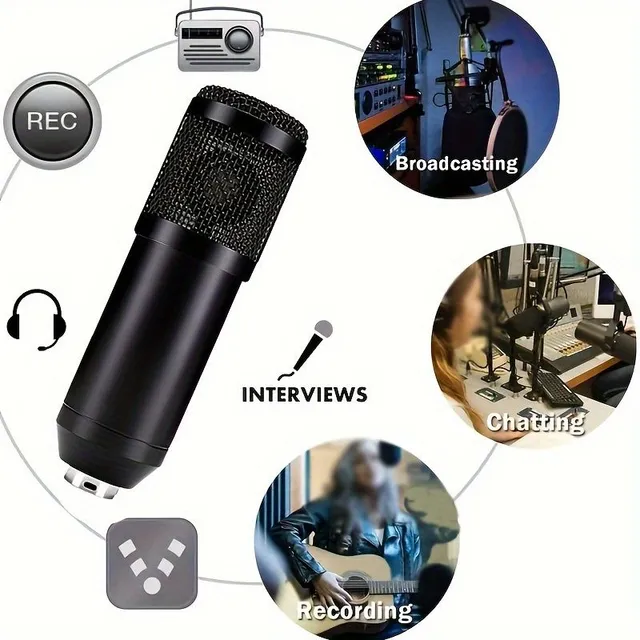 Zestaw mikrofonowy BM800 Studio do podcastów i transmisji na żywo: mikrofon
