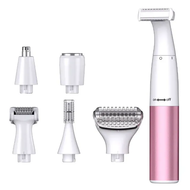 Women's practical modern electric trimmer with attachments for every crease on the body 6in1