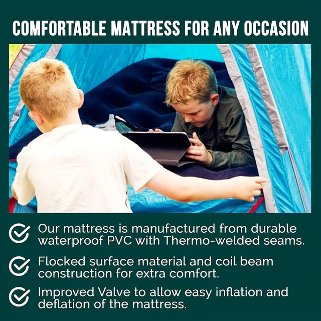 Inflatable Inflatable Mattress, PVC Material Waterproof And Resistable Inflatable Bed, For Outdoor Camping, Trips, Travelling, Holidays On Beach