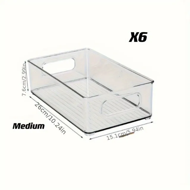 2/4/6pcs Storage boxes for fridge with transparent walls and handles